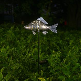 Kaixoxin Solar Garden Lights Metal Fish Decorative