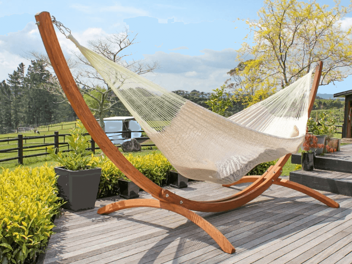 wooden arc hammock swing stand